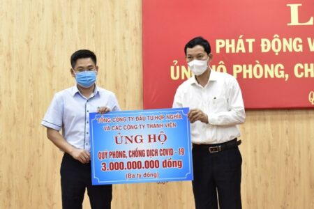 Tổng công ty Đầu tư Hợp Nghĩa và các công ty thành viên ủng hộ  cho quỹ phòng, chống dịch Covid-19 với số tiền 3 tỷ đồng